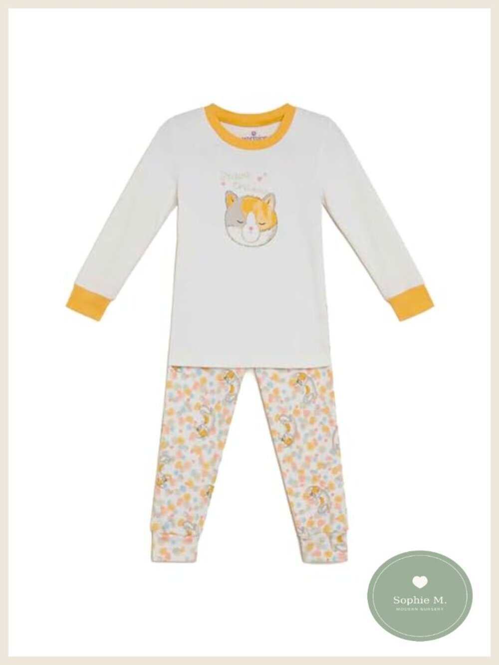 Toddler Unisex 100% Cotton Pajama Set Long Sleeve Cat Print 5T